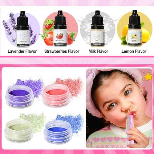 GZDUCK DIY Lip Balm Making Kit- 42Pcs Lip Balm Making Set for Girls, Make Your Own Lip Gloss, Lip Gloss Making Set with Multi-Flavor Multicolored DIY Makeup Set Gifts for Women Teens Kids