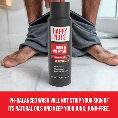 HAPPY NUTS Big Wood Body and Nut Wash - Moisturizing Men's Shower Gel, Natural Bodywash with Deep Cleanse for Sensitive Skin - Men's Soap (2 Pack, Big Wood)