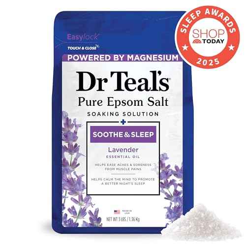 Dr Teal's Pure Epsom Magnesium Salt Soak, Soothe & Sleep with Lavender, 3 lb (Pack of 4)