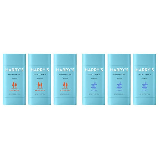 Harry's Men's Deodorant - Odor Control Deodorant - Aluminum-Free - Redwood (3 Count) & Harry's Aluminum Free Deodorant for Men, Odor Control, Stone, 2.5 Oz, Pack of 3