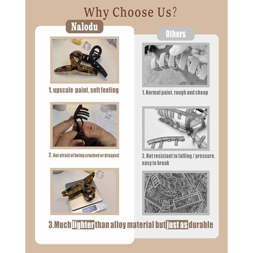 5 Inch Extra Large Claw Clips, 13 cm No Slip Matte Jumbo XL Hair Clips for Thick Long Curly Hair, Big Hair Claw Clips, 2 Pack