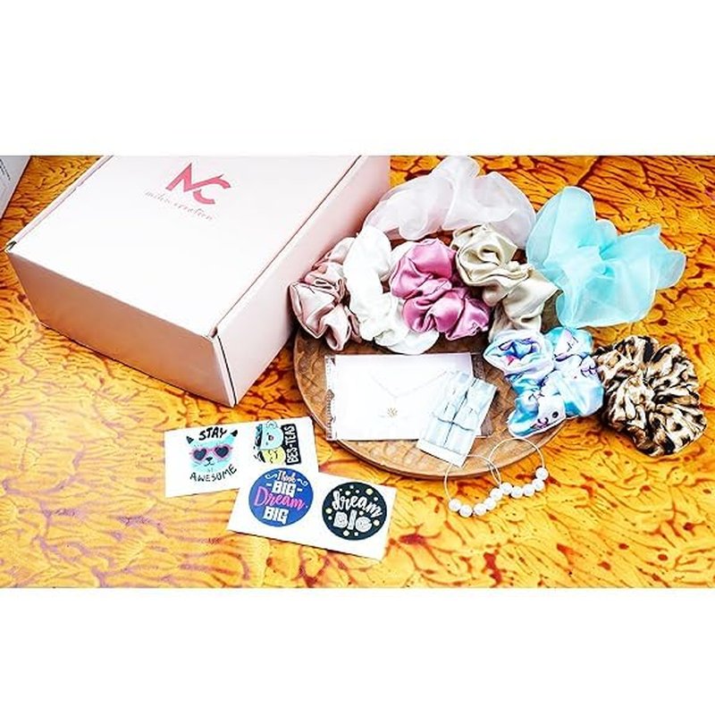 Luxury Hair Accessories Gift Box - Scrunchie Set with Earrings & Hair Pins | Perfect Birthday, Valentine's, Anniversary Gift for Women
