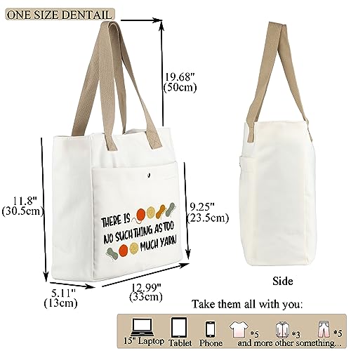 MBMSO Crochet Tote Bag Crocheter Gift There is No Such Thing As Too Much Yarn Tote Bag for Knitting Lover Crochet Beach Tote