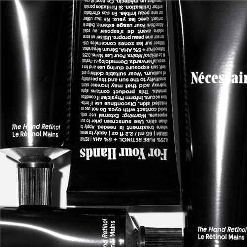 N?cessaire The Hand Retinol. Anti-Age Repair Serum. For Crepiness, Wrinkles, Spots, Brittle Cuticles. 0.25% Pure Retinol. 5% AHA. Dermatologist-Tested. Hypoallergenic. Non-Comedogenic.