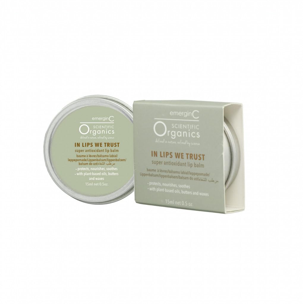 emerginC Scientific Organics In Lips We Trust Super Antioxidant Lip Balm Tube - Shea Butter + Coconut Oil Lip Repair Treatment for Dry, Chapped Lips - Restorative Lip Balm (0.5 oz, 15 ml)