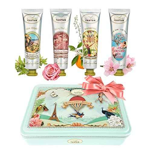 Un Air d'Antan Mom Gift Hand Cream Set - 4 Piece Hand Lotion Gift Set for Women - Working Hands Hand Cream- Shea Butter, Sweet Almond Oil Include Scents of Verbena, Floral, Rose, Cherry Blossom