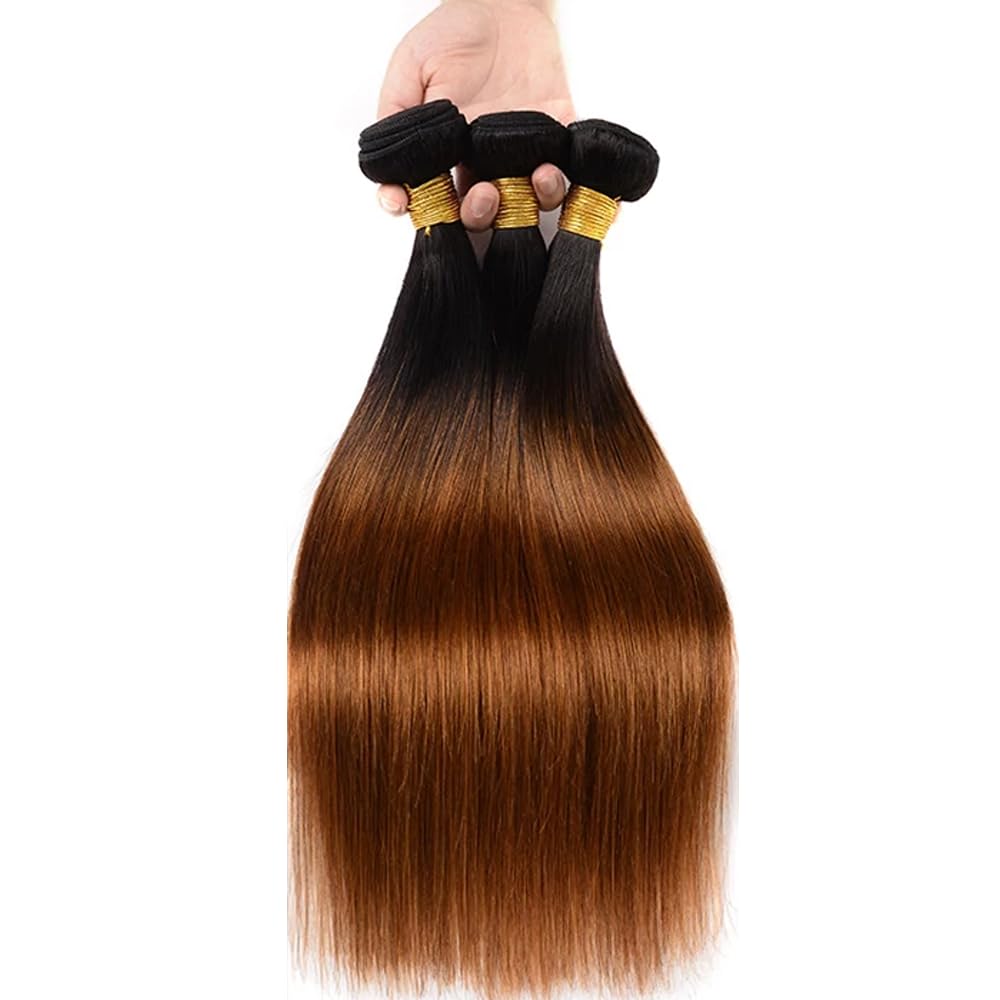 Brown Bundles Human Hair Ombre Straight Human Hair Bundles 1B30 Bundle 8 10 12 Inch Soft And Healthy Ombre Dark Brown Bundle Brazilian Virgin Remy Hair Extensions 300G