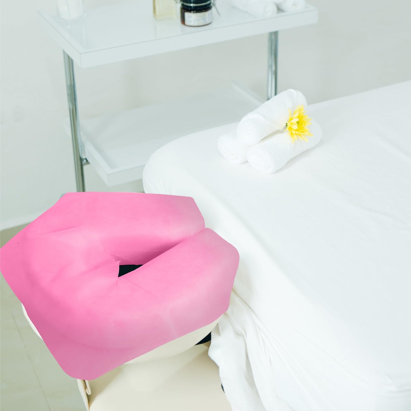 200 Pieces Disposable Face Cradle Covers Massage Headrest Covers for Massage Tables and Massage Chairs Beauty Spa Salon Bed, 11.8 x 15.7 Inches (Pink)