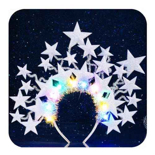 CAKURE Light Up Star Headband Led Stars Headpieces Glowing Party Costume Headwear Brithday Hair Accessories for Women