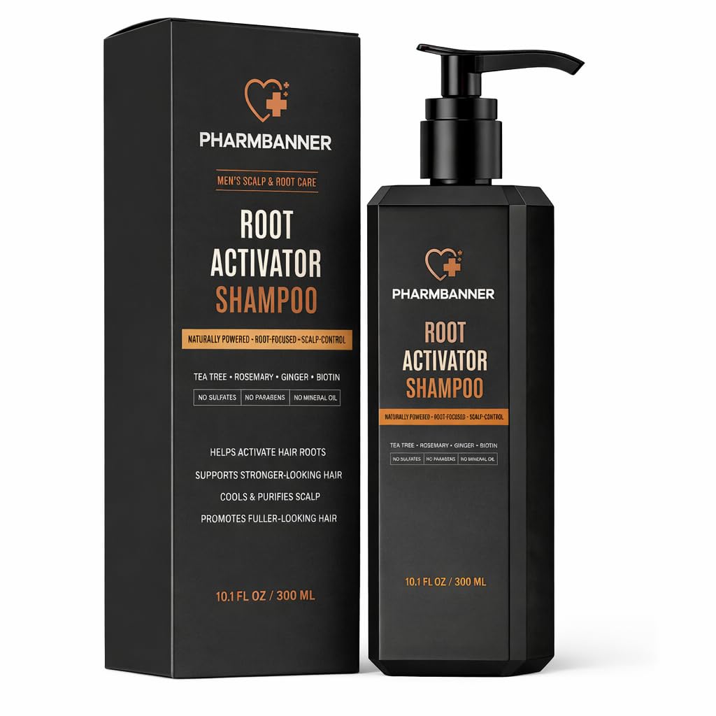 Root Activator Shampoo for Men: Hair Growth Shampoo for Thinning Hair, Hair Loss & Scalp Health – Natural Herbal Formula with Cooling Sensation – Sulfate-Free - 9.1 FL OZ