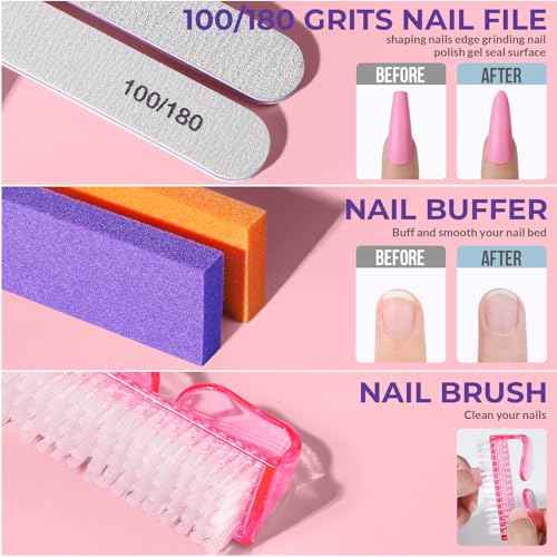 Teenitor 10Pcs Nail Soaking Bowl Kit 2 Soak Off Bowl Nail Soaking Bowl Acetone Proof Soak Off Gel Polish Remover Bowl, Manicure Bowl Cuticle Peeler Scraper Cuticle Oil Nail File and Buffer Nail Brush