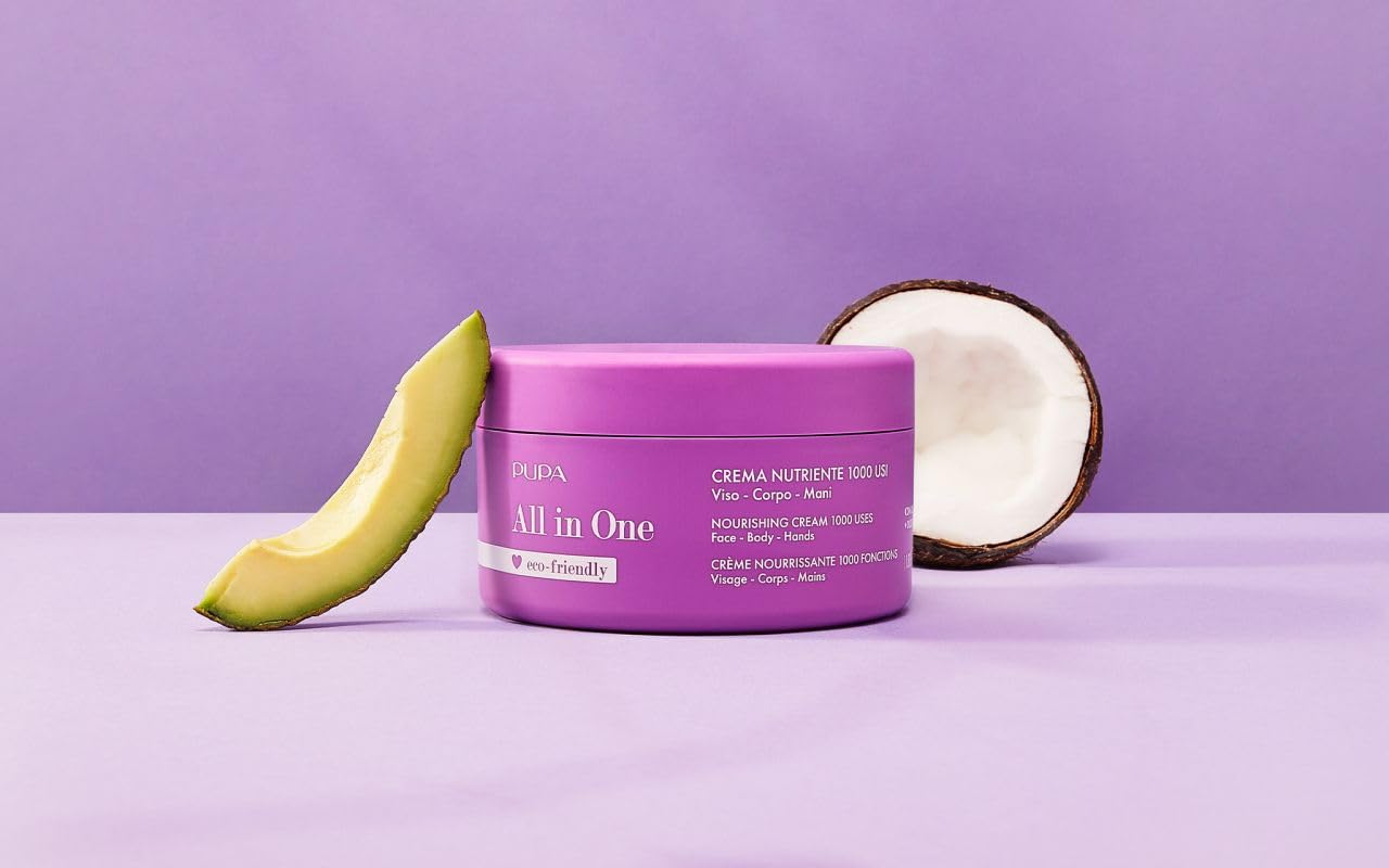 Pupa Milano All in One Nourishing Cream with Avocado and Coconut Oils, Versatile Moisturizer for Dry Skin, Provides Nourishment, Can Be Used All Over Body, Dermatologically Tested, 11.8 oz