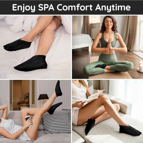 Segbeauty 12 Count Moisturizing Cotton Socks for Women, 6 Pairs Sleep Socks for Cracked Heel Repair, Foot Care Spa Moisture for Dry Feet Overnight, Black Sleeping Gel Lotion Sock for Cracked Heels