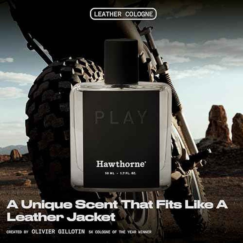 Hawthorne Leather Cologne. A Warm, Woody, and Edgy Leather Scent With Sandalwood and Patchouli Notes. 1.7 Fl Oz.