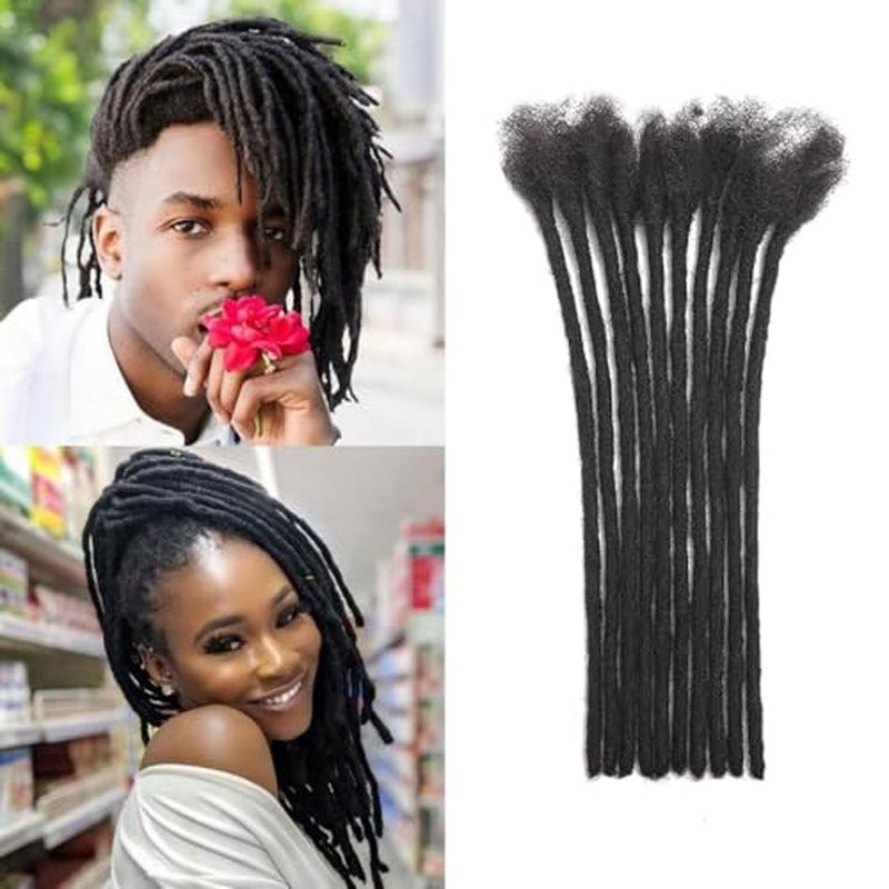 Dreadlock Extensions 0.6cm Thickness 8 Inch 30 Strands Real Human Hair for Man/Women/Kids Full Handmade Permanent Loc Extensions Can Be Bleached Dyed Curled