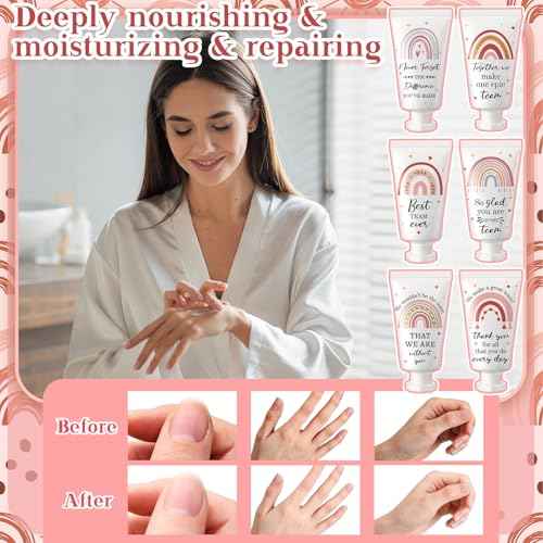 24 Pack Employee Appreciation Team Gifts Bulk Travel Size Hand Cream Inspirational Thank You Gifts Boho Rainbow Hand Lotion Bulk for Teachers Day Christmas Staff Employees Coworkers Women