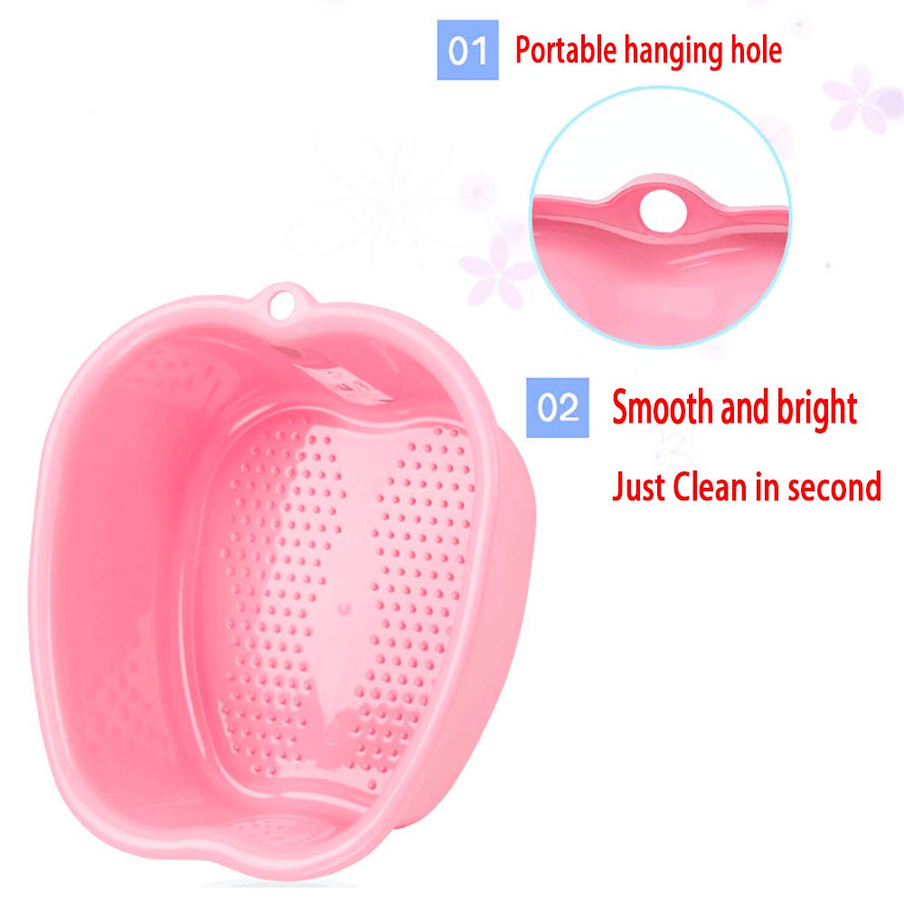 Lemoncy Large Plastic Foot Basin Bath Spa Tub Feet Massage for Soaking Foot,Toe Nails, and Ankles,Pedicure,Improved Sturdy Portable Feet Tub Pink