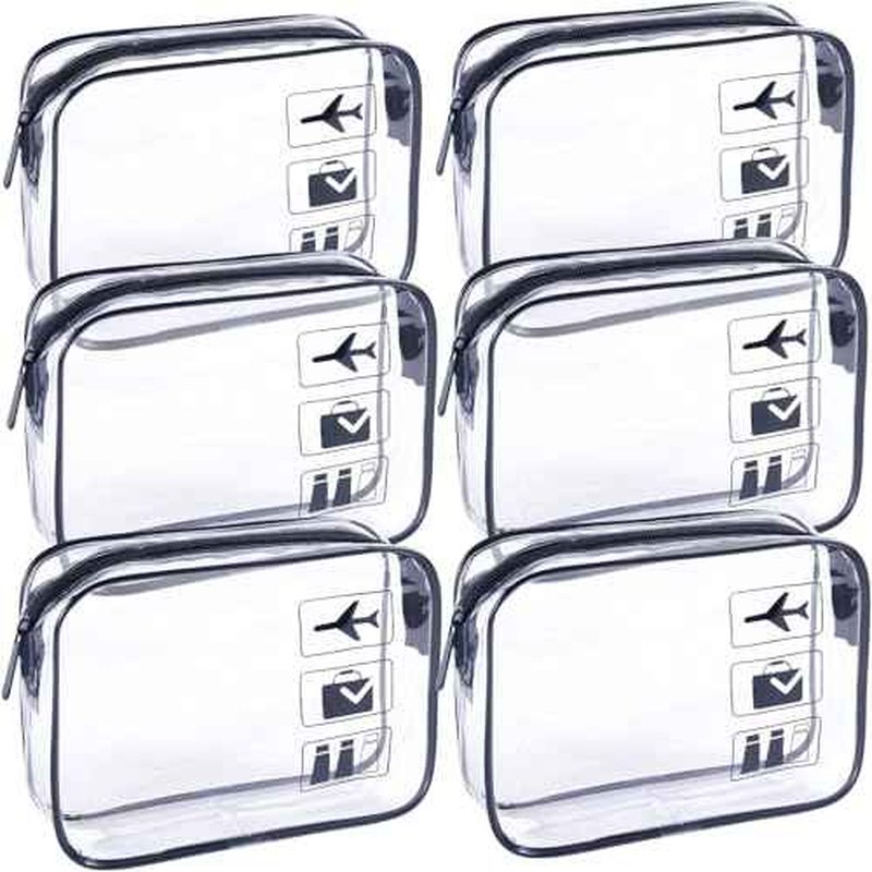 Clear Makeup Bags TSA Approved Toiletry Bag-6Pack£¬Clear TravelBags for Toiletries, Carry on Airport Airline Compliant Bag,Black