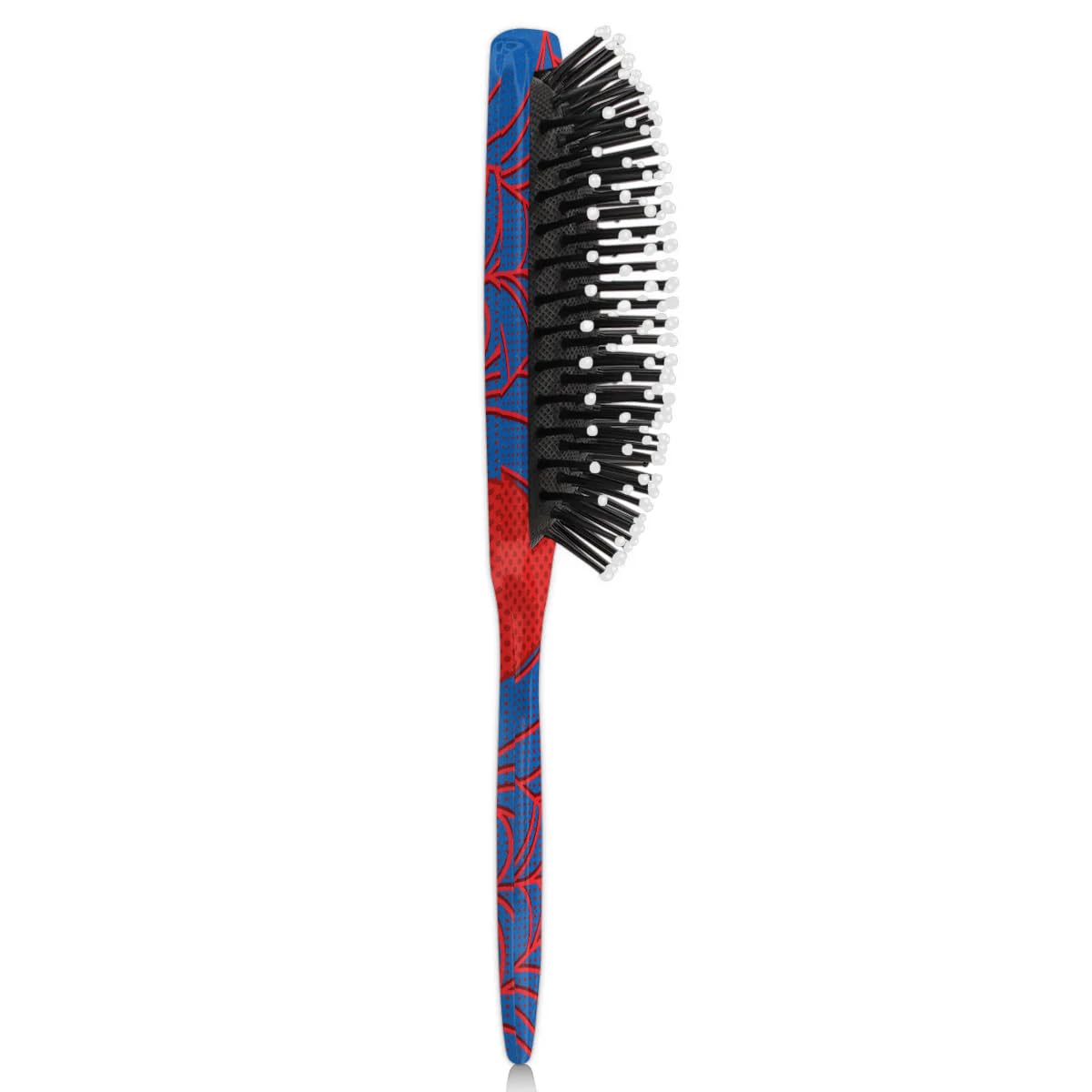 Kids Detangler Hair Brush - Spider Web Blue Design for Boys & Girls | Smooths Wet & Dry Thin, Long, Curly Hair