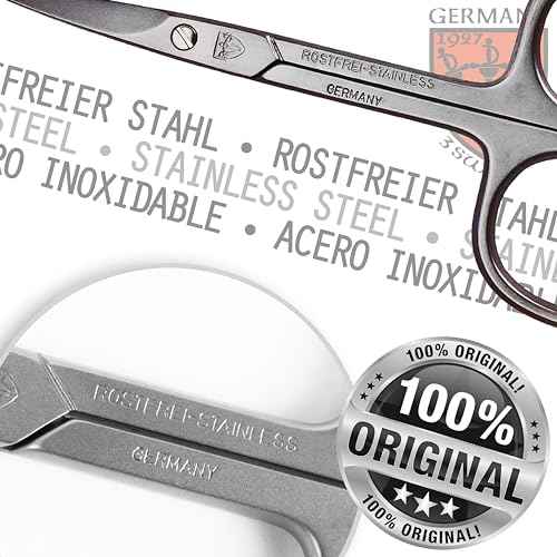 3 Swords Germany - brand quality STAINLESS STEEL INOX CURVED CUTICLE SCISSORS (1 PIECE) with case for manicure pedicure - nail care by 3 Swords - Made in Germany