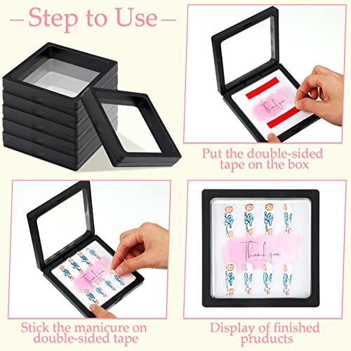meekoo 30 Pcs Press on Nail Packaging Box with 90 Pcs Adhesive Double Sided Tape Artificial Nail Display Case Storage Container Box Acrylic Packaging Organizer for Art Home Salon(Black)