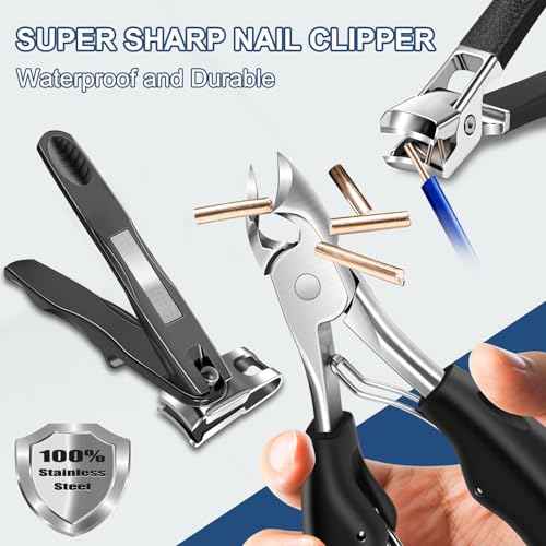 Toenail Clippers for Seniors Thick Toenails, Mens Stocking Stuffers 2025, Heavy Duty Large Toe Nail Clippers for Men with Catcher, 360¡ÆRotating Nail Clippers, Christmas Xmas Presents Gifts for Adults