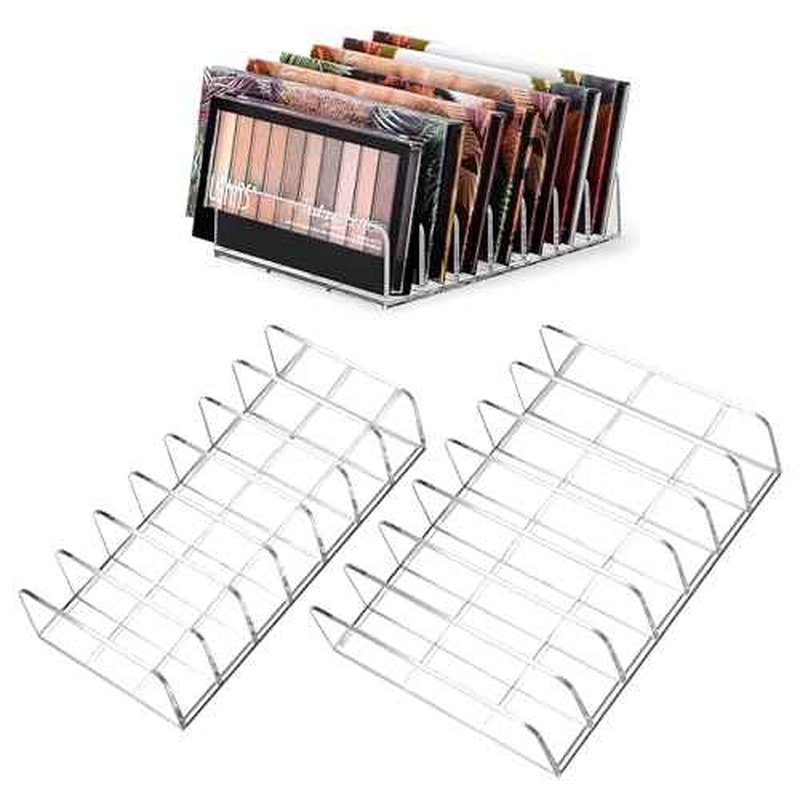 2 Pack Acrylic Makeup Eyeshadow Palette Organizer, 7-Slot Display Case, Set of 2, Cosmetic Display Storage Holder fit Eyeshadow Palette, CD, Phone Case, Facial Mask, Clear Cosmetic Organizer