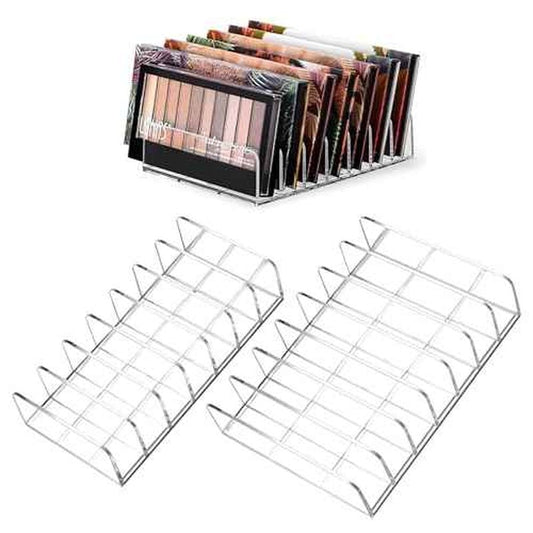 2 Pack Acrylic Makeup Eyeshadow Palette Organizer, 7-Slot Display Case, Set of 2, Cosmetic Display Storage Holder fit Eyeshadow Palette, CD, Phone Case, Facial Mask, Clear Cosmetic Organizer