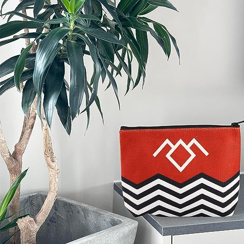 T Peaks TV Show Inspired Red Black & White Welcome To T Peaks Canvas Makeup Bag (Red)