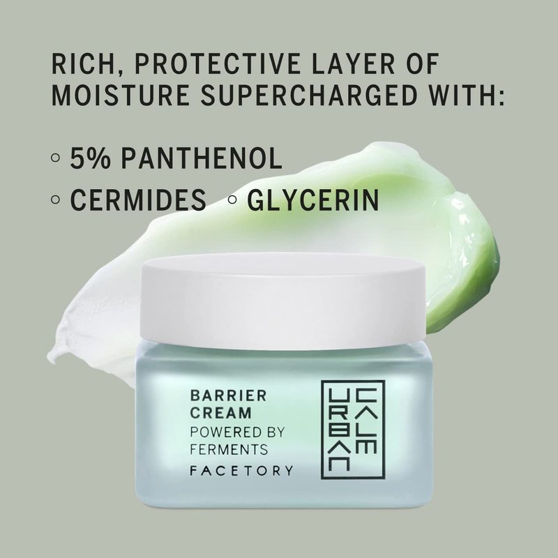 FACETORY Urban Calm Barrier Cream Hydrating Face Moisturizer with Hyaluronic Acid & Fermented Honeybush, Daily Moisturizer Face Cream for Aging, Dry Skin & Sensitive Skin 1.69 Fl Oz