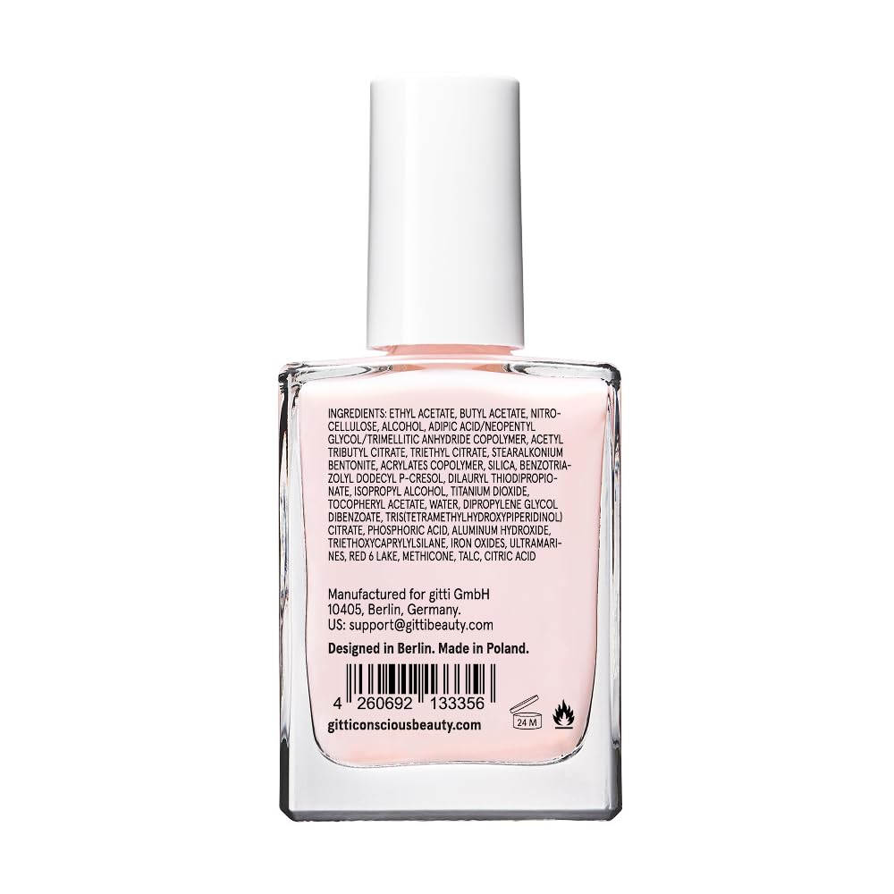 gitti Plant-based Nail Polish I Non-Toxic, 30-Free, Based On Natural Origin Ingredients, Cruelty-Free, Vegan, High Performance Colors, Glossy Finish, Shade no. 114 Pink Sheen (0.5 fl oz)