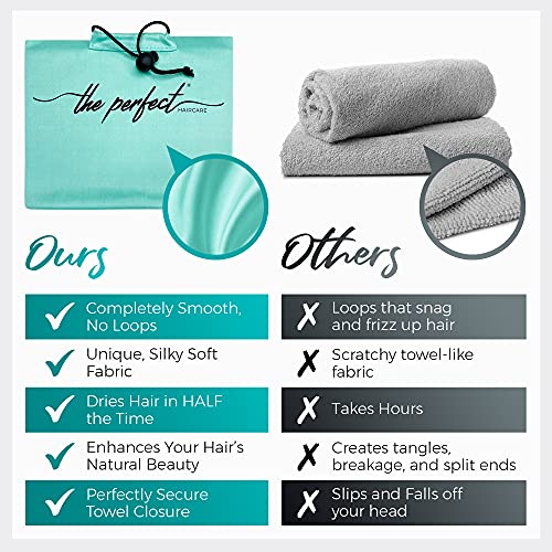 Microfiber Hair Towel Wrap for Women - Gift and Travel - Smooth Like Silk - Curly, Wavy, Straight Hair Girls - Plopping Essential - Anti-Frizz, Fast Drying, Works Better Than a Cotton T-Shirt