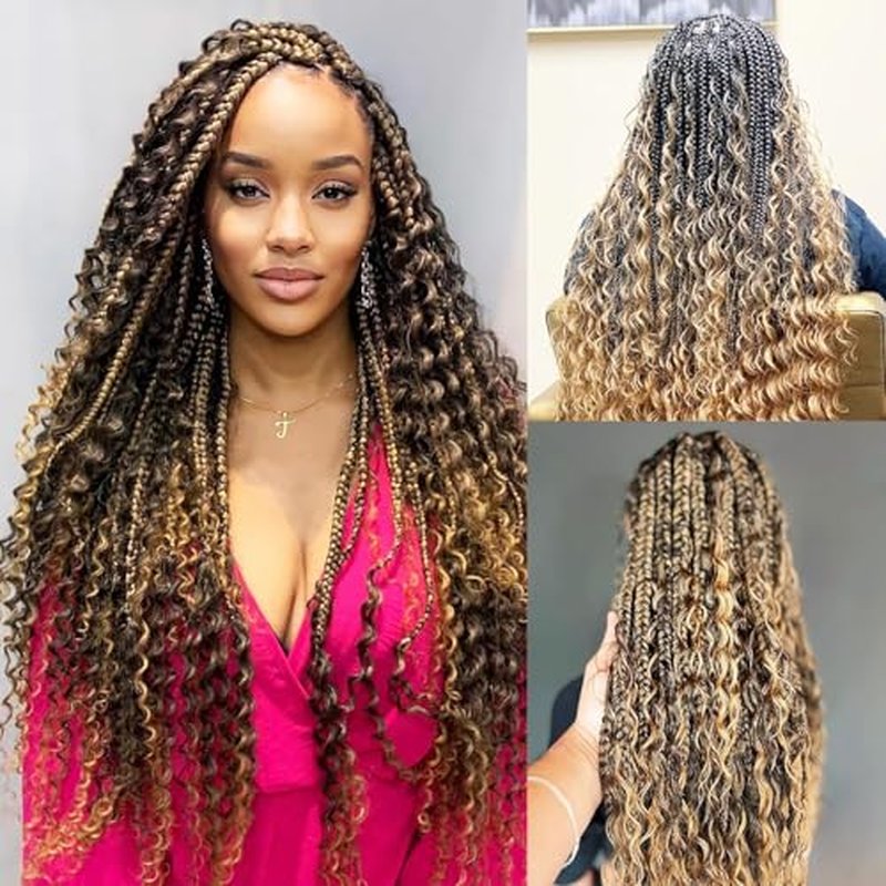 Human Braiding Hair for Boho Braids 4/27 Highlight Ombre Deep Wave Bulk Human Hair 110g 16 Inch Curly Wave Human Hair Extensions No Weft 2 Bundles/Pack