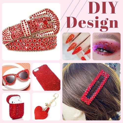 8000PCS 3mm Resin Rhinestones Bulk for Crafting (Red), Flatback Bedazzling Crystals for Crafts DIY Nail Decoration, Gems Charms for Tumbler Shoes Clothing Fabric with Pickup Pen and Tweezers