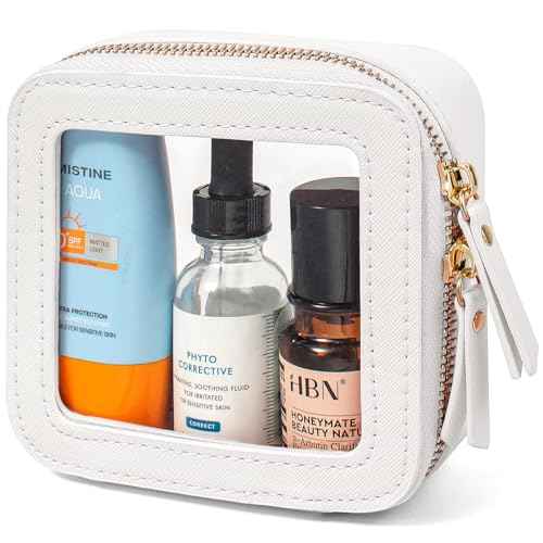 LETGO Clear Makeup Bags Small, Small Clear Makeup Bag for Purse,Mini Makeup Pouch Purse Organizer Fit Carry-on Travel Essentials,Cute Cosmetic Bags for Car Accessories for Women (Mini-White)