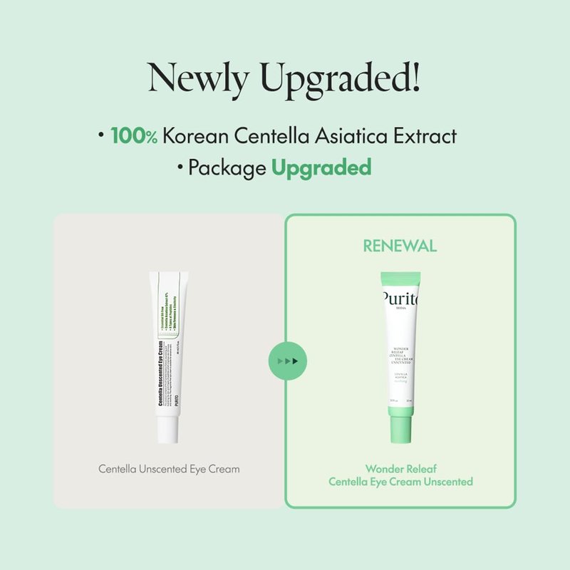 PURITO Centella Unscented Eye Cream, Korean Centella, for Sensitive Skin, Soothing, Facial Eye Cream for face, Dark Circles, Wrinkles, Puffiness, K-Beauty, Vegan & Cruelty-Free, 30ml 1fl.oz