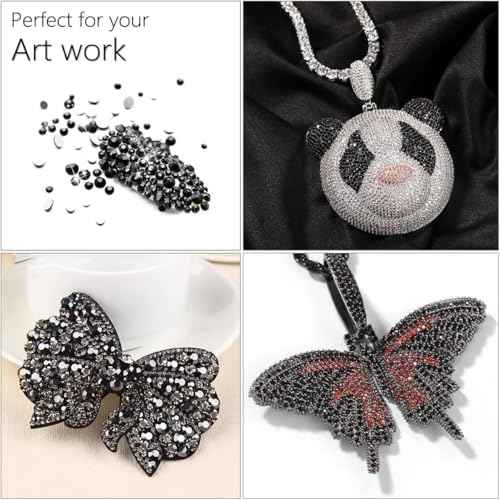 5300PCS 3mm Solid Black Resin Rhinestones for Crafting SS10 Pure Black Flat Back Jelly Resin Stones Bulk Non-Hotfix Diamonds Gems for Nails Face Eyes Makeup Tumblers Bottles DIY Crafts Decor