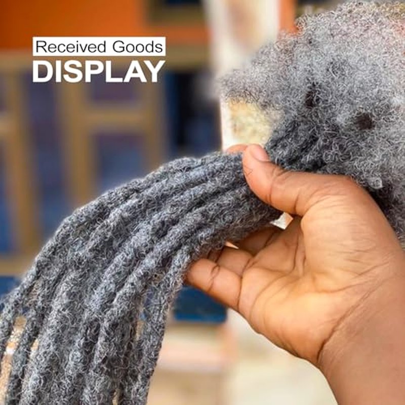 Salt and Pepper Loc Extensions Human Hair 0.6cm 8 Inch 30 Strands Nature Grey and Black Dreadlock Extensions Real Human hair for Women/Men/Kids Full Handmade Permanent Butterfly Gray locs