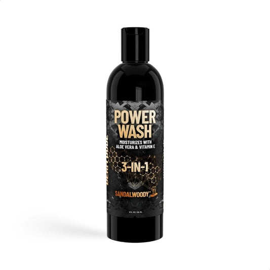 Derm Dude 3-in-1 Body Wash for Men - Hydrating Shower Gel with Aloe Vera & Vitamin E | 8oz SandalWoody Scent