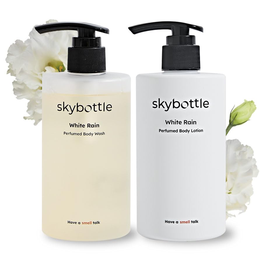 Skybottle Daily Body Care Routine Combo - Refreshing Body Wash & Moisturizing Lotion for Dry Skin | 10.1 Fl. Oz | White Rose Lilac Scent