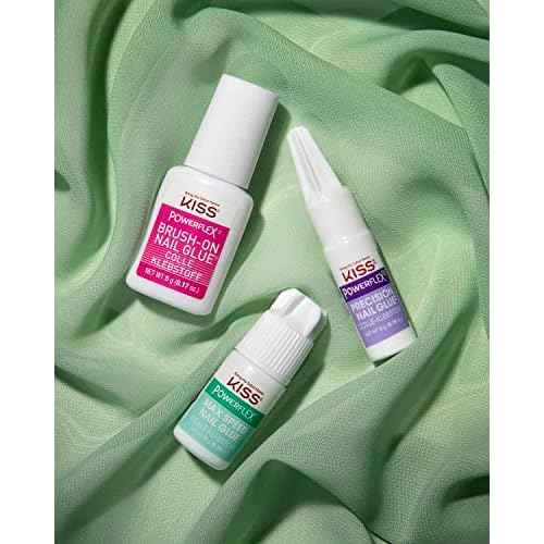 KISS PowerFlex Maximum Speed Nail Glue - Fast Drying Adhesive for Glue-On Nails & Repairs with Nozzle Tip Applicator, Ideal for Tips & Wraps, Net Wt. 0.10 oz (3g)