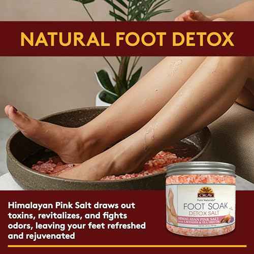 OKAY Foot Soak Detox Salt - Foot Soaking Salts for Dry Cracked Feet with Tea Tree Oil and Lavender Oil, Foot Bath, Pedicure Soak, Great for Men and Women, Athletes - 20 oz (Pack of 1)