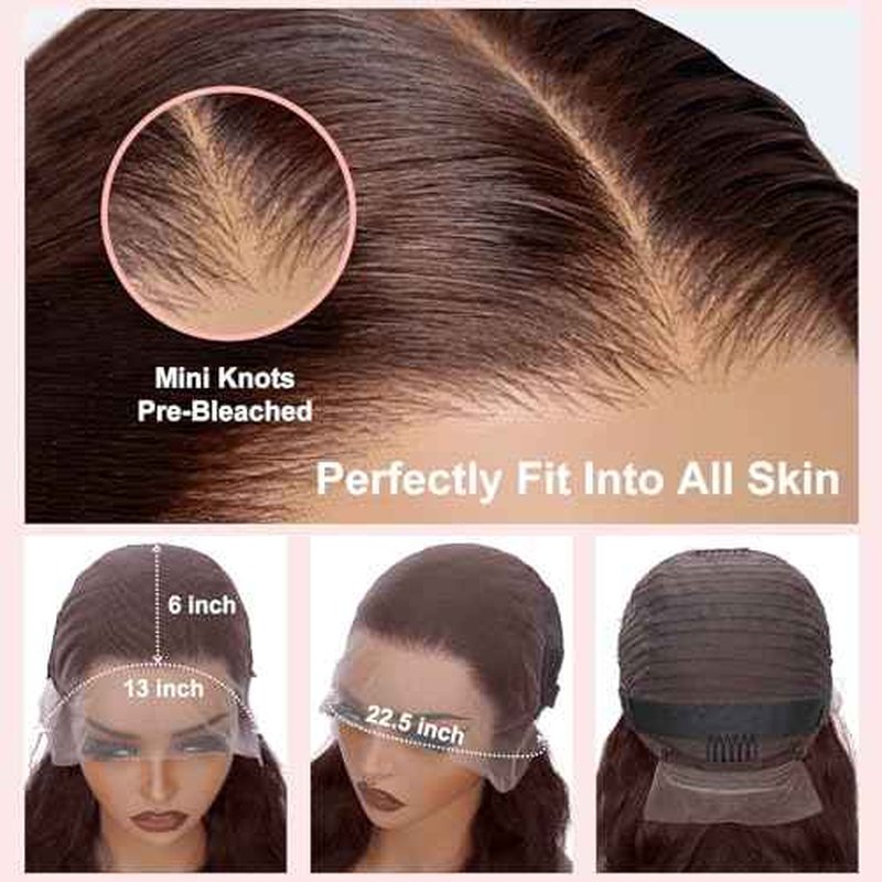 30 Inch Chocolate Brown Lace Front Wig Human Hair 200 Density Body Wave 13x6 Hd Lace Front Wigs Human Hair Pre Plucked 4# Brown Wig Human Hair Colored Wigs for Women