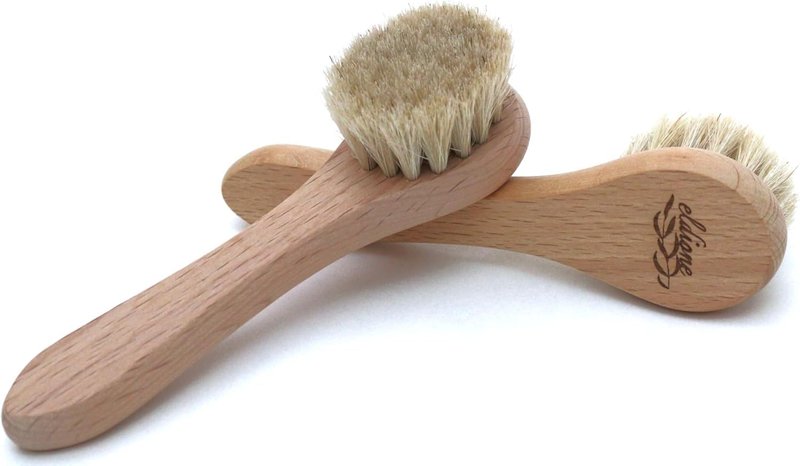 4-Piece Dry Brush Set - Natural Bristle Exfoliating Body & Face Brushes | Includes Pumice Stone & Wooden Massage Tool