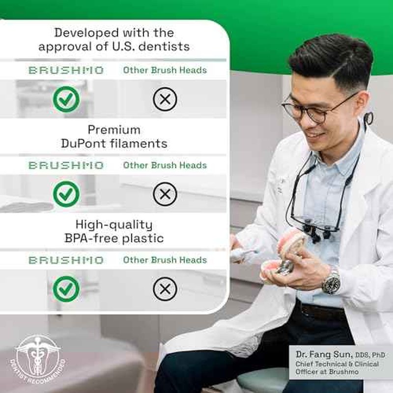 Brushmo Replacement Toothbrush Heads, Compatible with Philips One for Sonicare Electric Toothbrush Handles HY1022, 4 Standard Heads with Tongue Cleaner, Soft DuPontBristles, BM124m, Shimmer