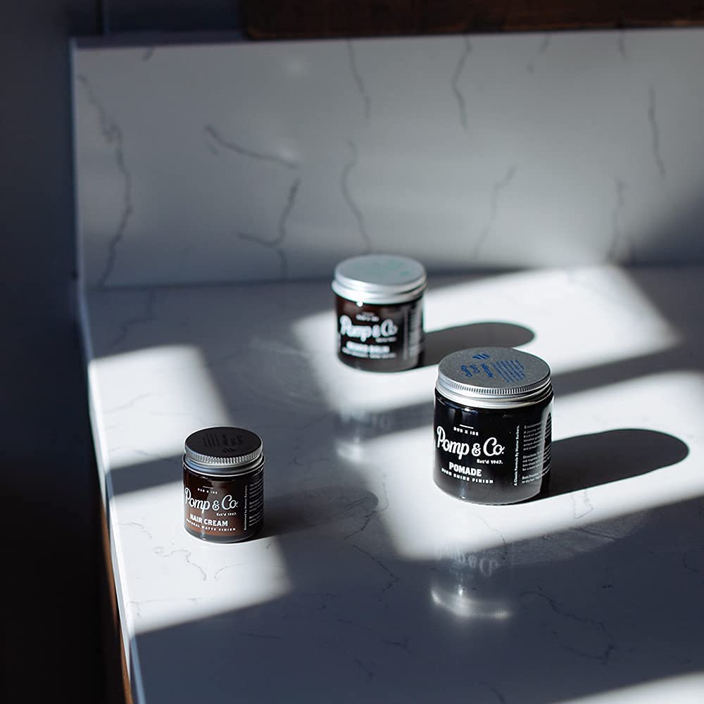 Pomp & Co High Shine Pomade, Mens Styling Pomade For A medium Strong Hold With A Wetlook Finish, Water Based Pomade 120ml