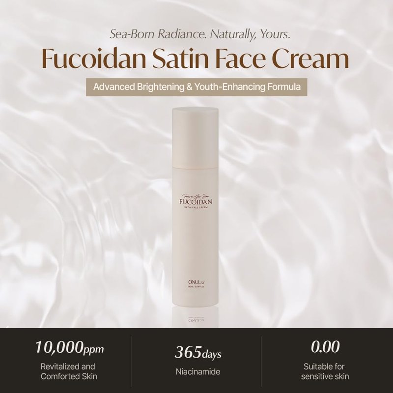 ONUL31° Fucoidan Satin Face Cream - Lightweight Deep Hydration, Vegan Skin Barrier Strengthening, Non-Greasy Daily Moisturizer with Macadamia & Jojoba Oil, Radiant Glow, 3.04oz