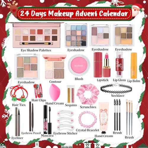 Ponhey Makeup Advent Calendar 2025,24 Days Christams Advent Beauty Calendar,Countdown Calendar For Girls Teens Women Adult,Xmas Holiday Beauty & Cosmetic Surprise Gift