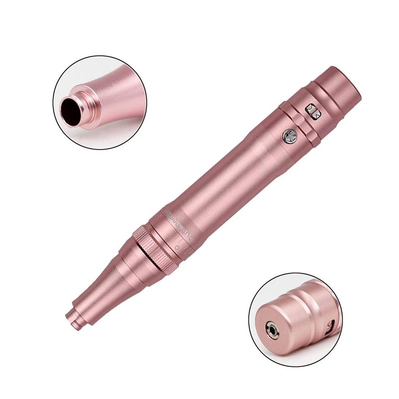 Professional Rotary Tattoo Permanent Makeup Pen Machine Kit With 10pcs Needles Supply Eyebrow UNR-A950 (Rose)
