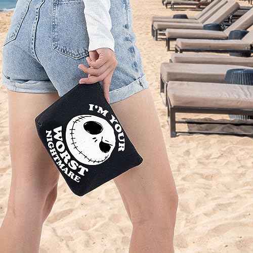 WZMPA Funny Jack Cosmetic Bag Jack Fans Gifts I'm Your Worst Nightmare Makeup Zipper Pouch Bag Horror Fairy Tales Merchandise (Worst Nightmare -BL)